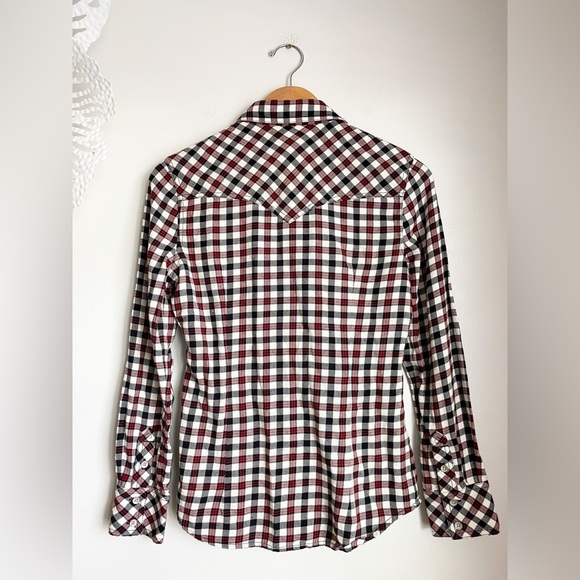 True Religion Red Gingham Plaid Checker Button Down Shirt Long Sleeves Western S - Picture 7 of 9